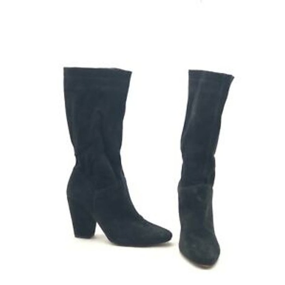 1.State Women's Maribell Block Heel Boot Black Suede Pull On Size 8M - Picture 1 of 10